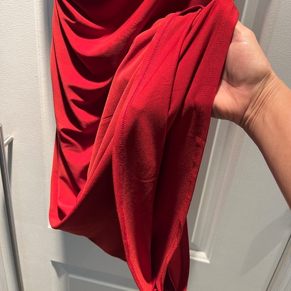 Ralph Lauren One Shoulder Ruched Waist Red Dress - Picture 5 of 7